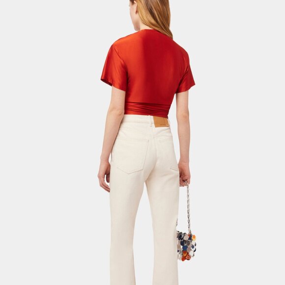 Paco Rabanne Red Orange Crop Top with Ring - NWOT - 38 - Picture 4 of 6